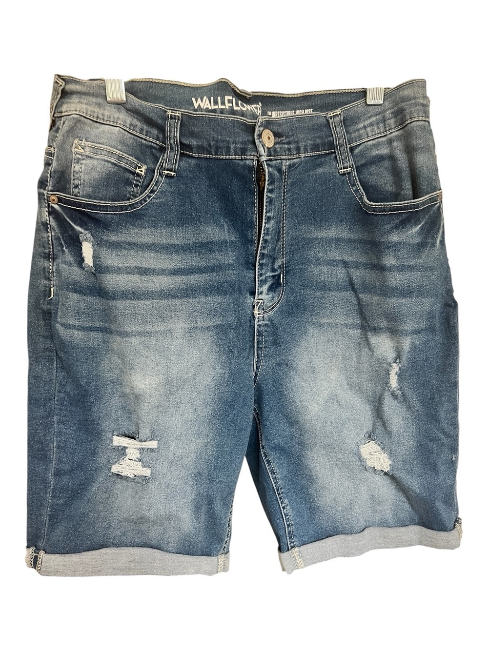Wallflower Light Blue Denim Shorts with Subtle Distressing